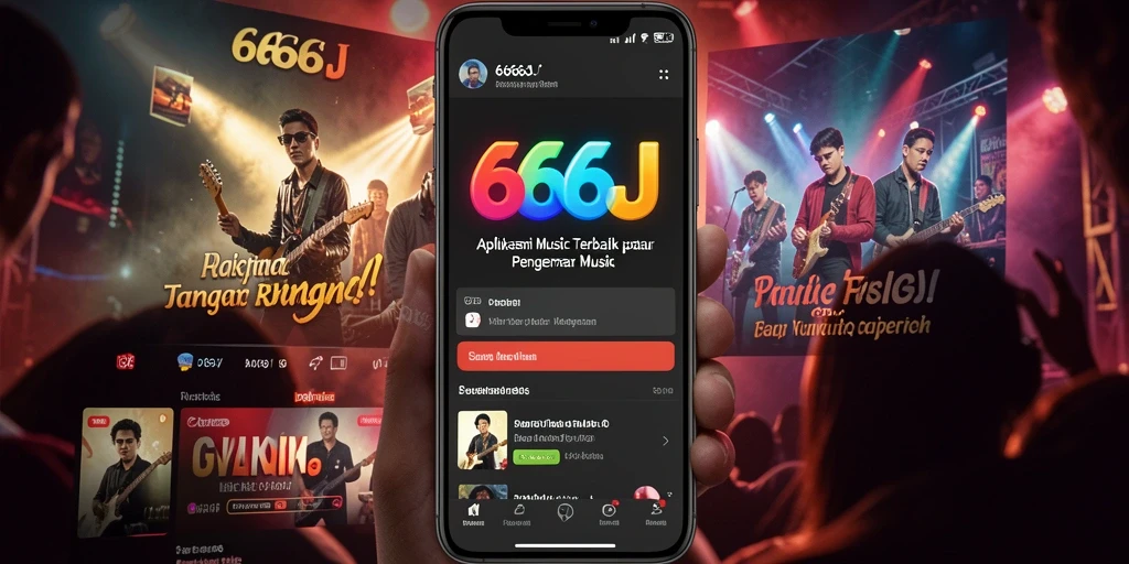 Screenshot 666J menunjukkan tampilan aplikasi musik yang menyenangkan.