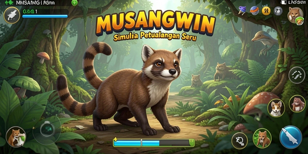 Screenshot utama MUSANGWIN menampilkan gameplay seru dengan musang beraksi.
