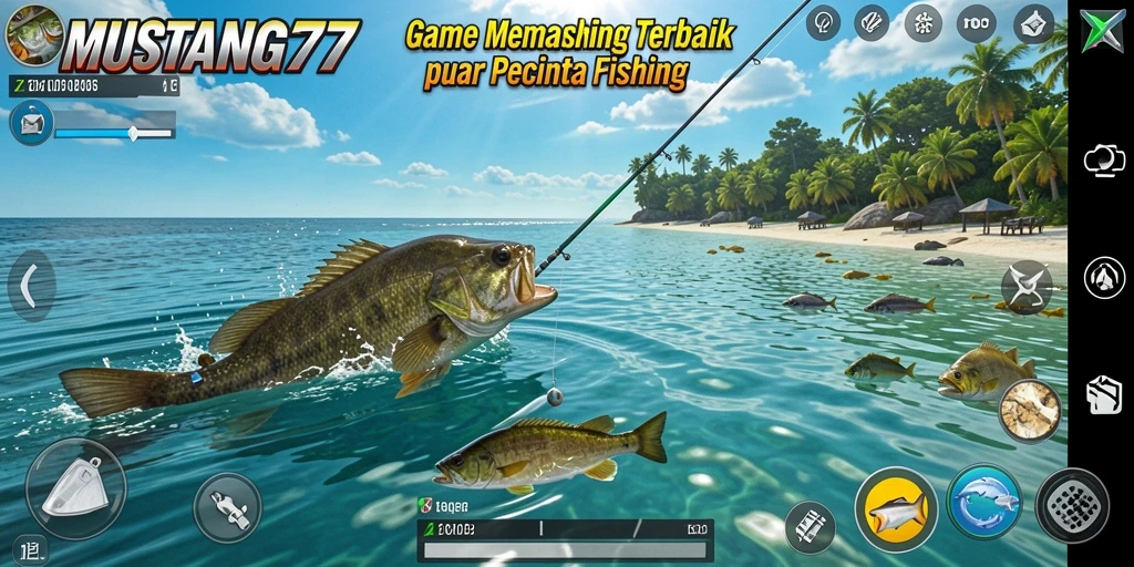 Tangkapan ikan besar di MUSTANG77 saat gameplay.