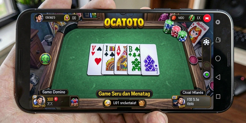 Screenshot gameplay seru OCATOTO yang menunjukkan keseruan permainan domino.