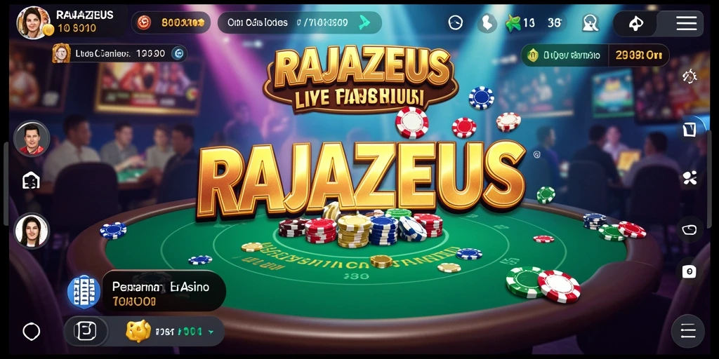 Tampilan gameplay menarik dari RAJAZEUS yang menggambarkan suasana kasino langsung.