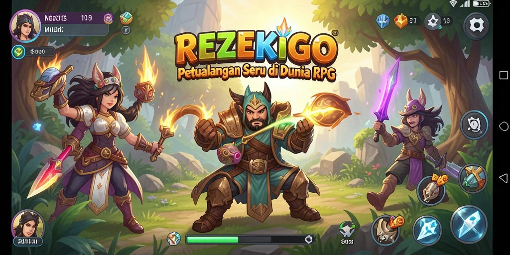 Tangkapan layar REZEKIGO menampilkan aksi epik dalam pertempuran RPG.