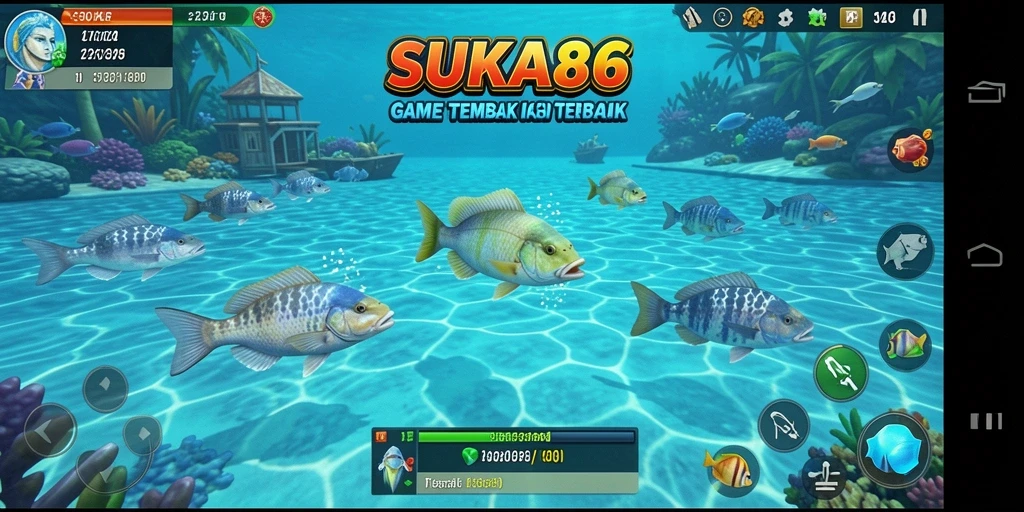 Screenshot gameplay SUKA86 dengan aksi menembak ikan yang seru.