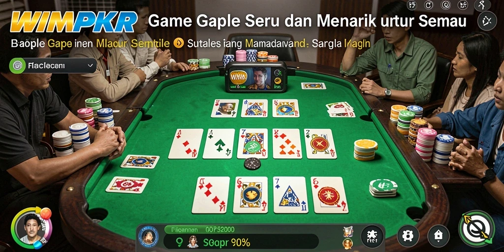 Tampilan screenshot WINPKR yang menunjukkan gameplay Gaple yang seru.
