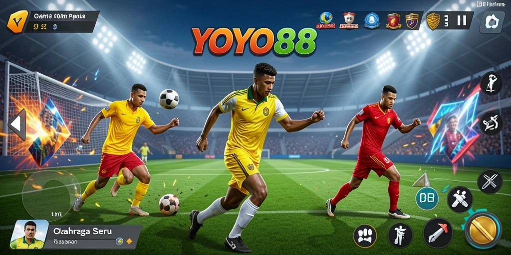 Tangkapan layar utama YOYO88 yang menunjukkan aksi gameplay olahraga.